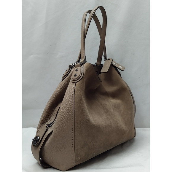 Coach Edie Gray Pebbled Leather Suede 3 Compartments Shoulder Bag - Picture 4 of 16